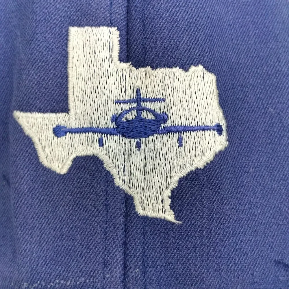 NU-FIT Hat Baseball Cap Men's S/M Blue Dallas Aviation Texas Helicopter